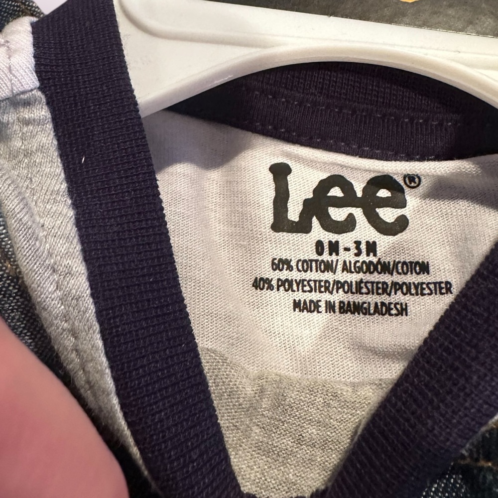 Baby Lee Kids Denim Overall Shorts With Undershirt Size 0-3 Months - Picture 6 of 8